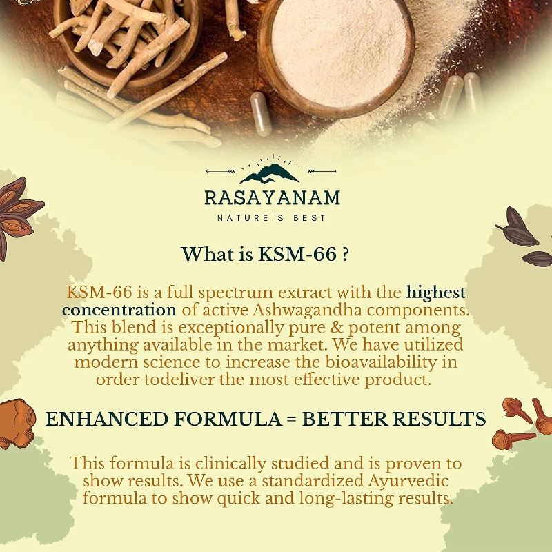 Rasayanam Ashwagandha KSM-66 500mg, 60 Capsules-4.webp